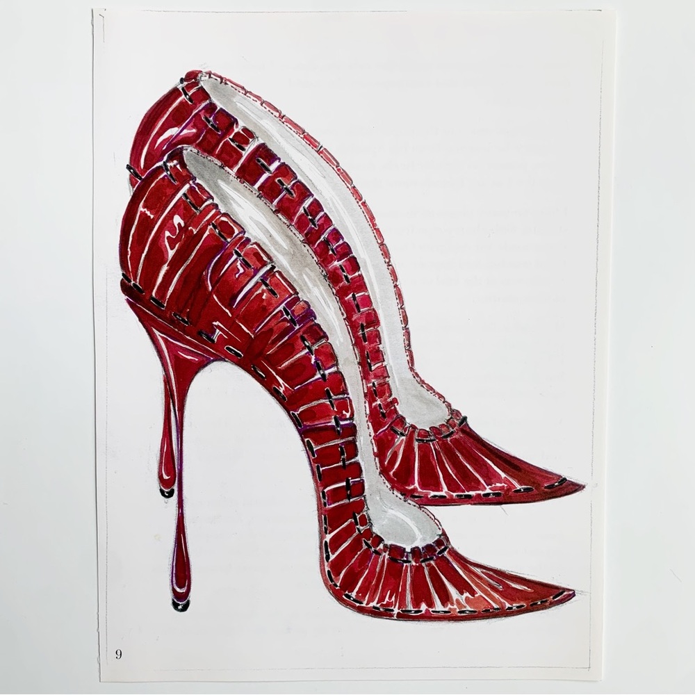 4/$20⭐️ Red Manolo Blahnik Shoe Illustration *PRINT*